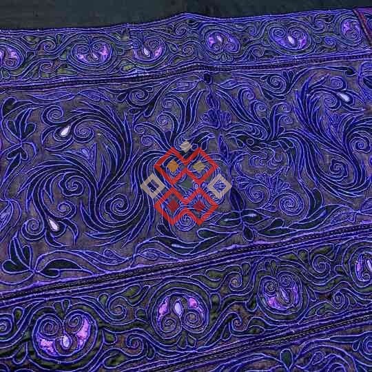 黔西鸟花纹真丝刺绣片